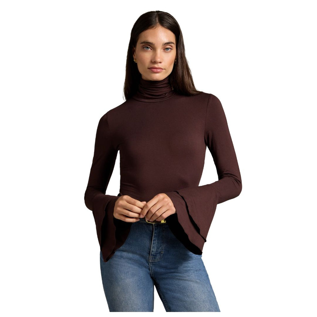 Supersoft fluted Roll Neck Womens Top