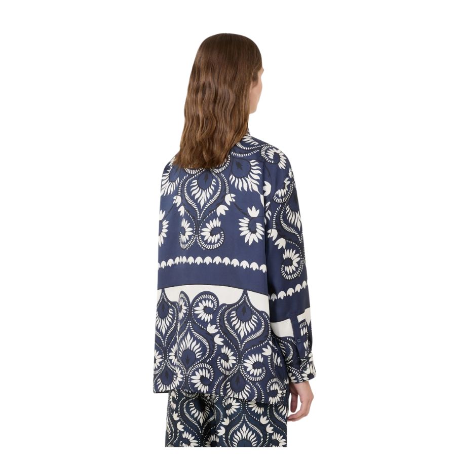 Lastra Printed Silk Patchwork Womens Shirt 2615191011600