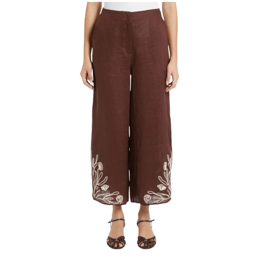 Dolce Embriodered Linen Womens Trousers 2613131012200