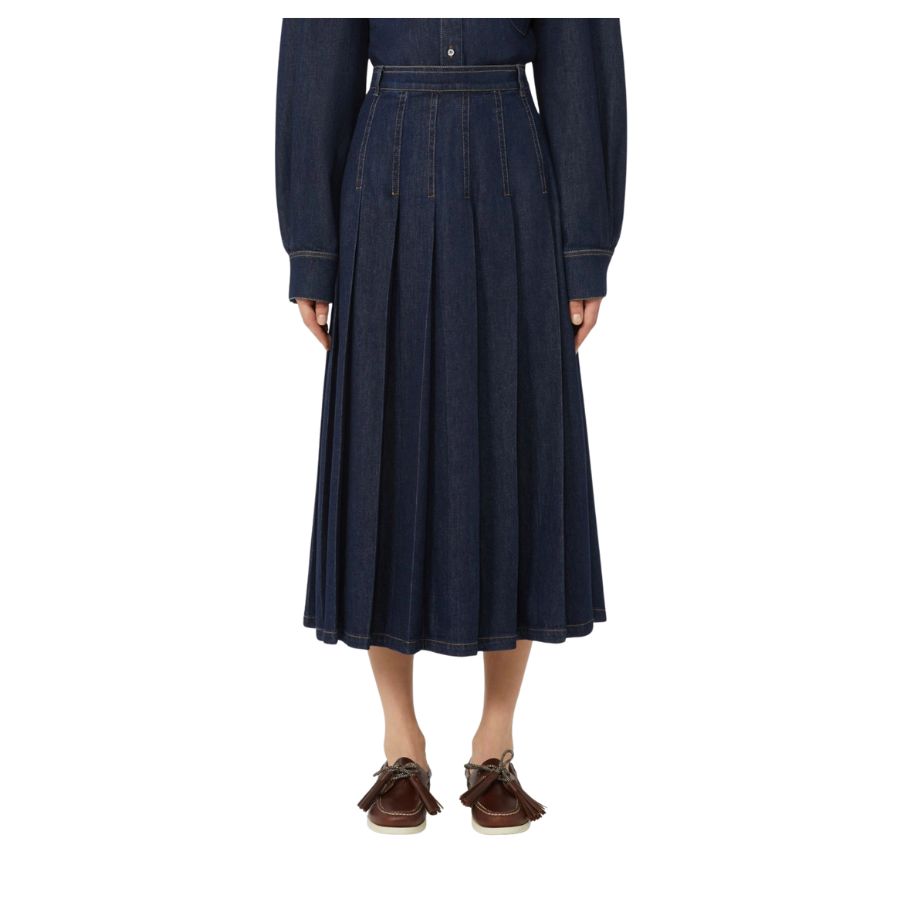 Ovale Pleated Womens Denim Skirt 2615101071600