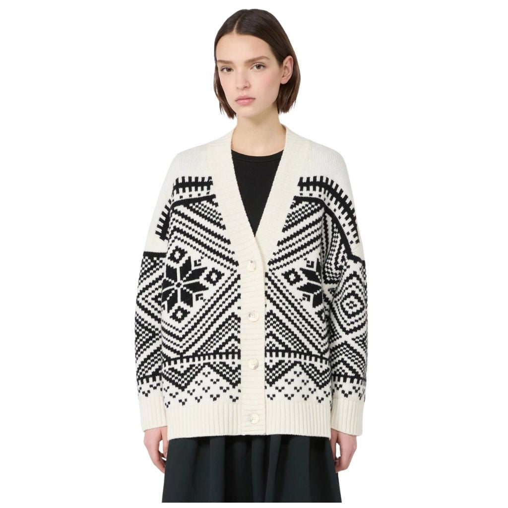 Belgio Jacquard Wool Womens Cardigan 2625346072600