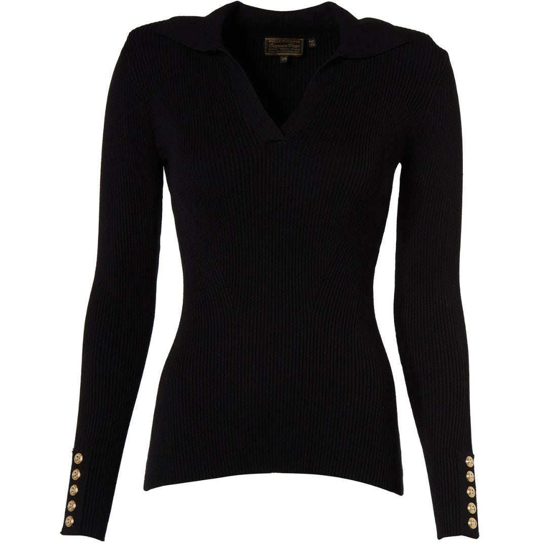 V-Neck Rib Womens Top