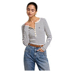 Striped Grandad Style Womens Top