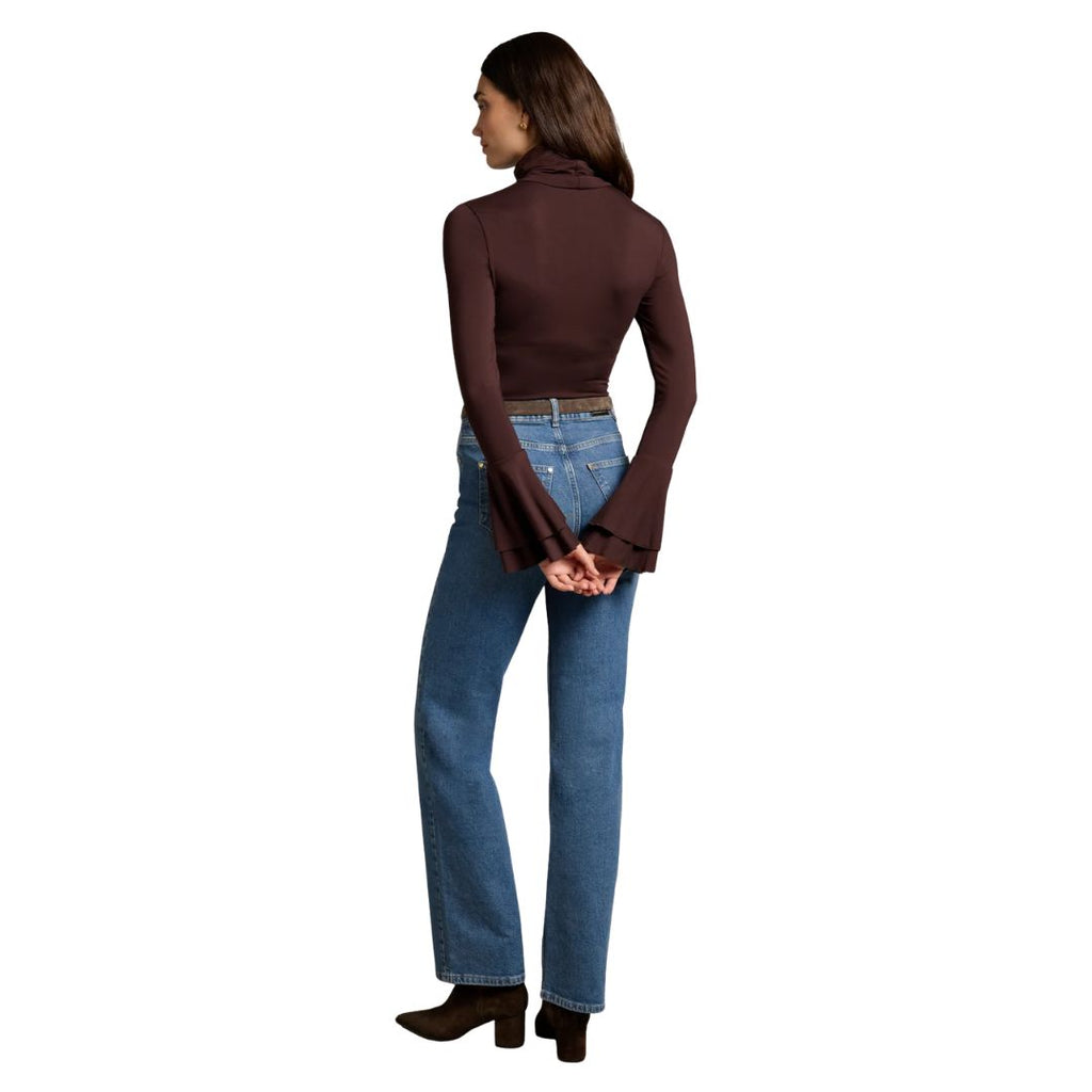 Supersoft fluted Roll Neck Womens Top
