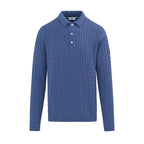 Merino Wool Cable Knit Mens Kntted Polo KNT91