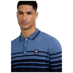 Merino Wool Contrast Stripe Mens Polo Shirt KNT119