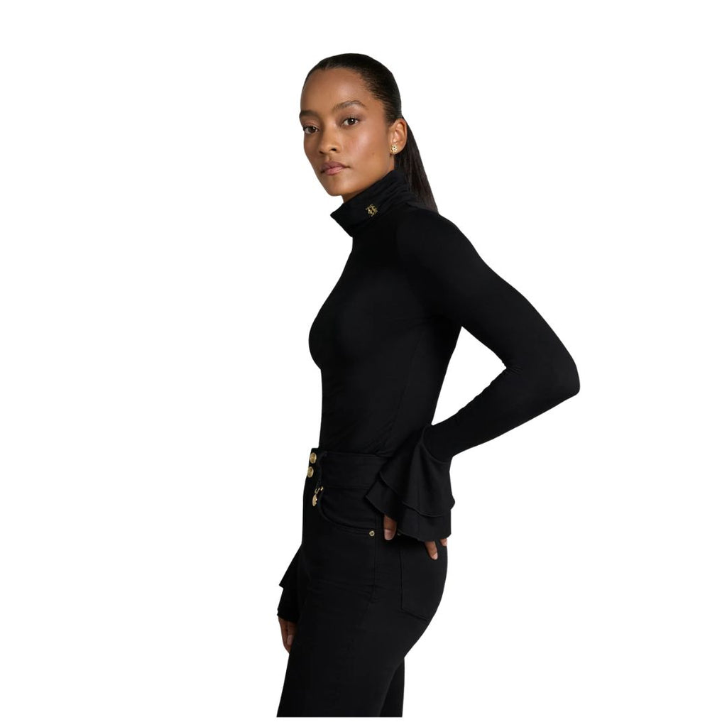 Supersoft fluted Roll Neck Womens Top