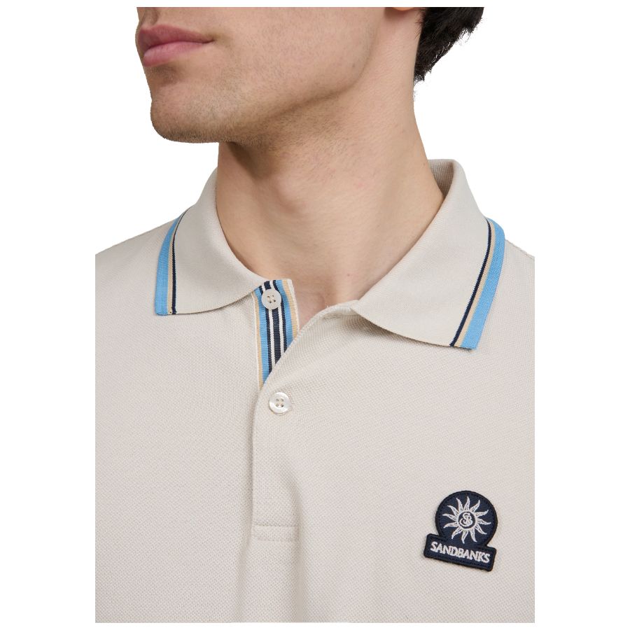 Stripe Tape Placket Mens Polo Shirt MBP80