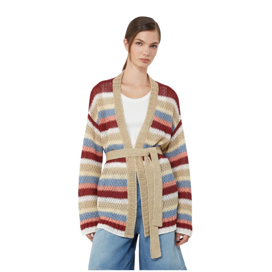Bonito Linen Yarn Womens Belted Cardigan 2615341032600