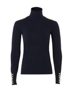 Buttoned Knit Roll Neck