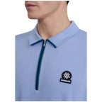Colour Stripe Knitted Mens Zip Polo Short KNT69