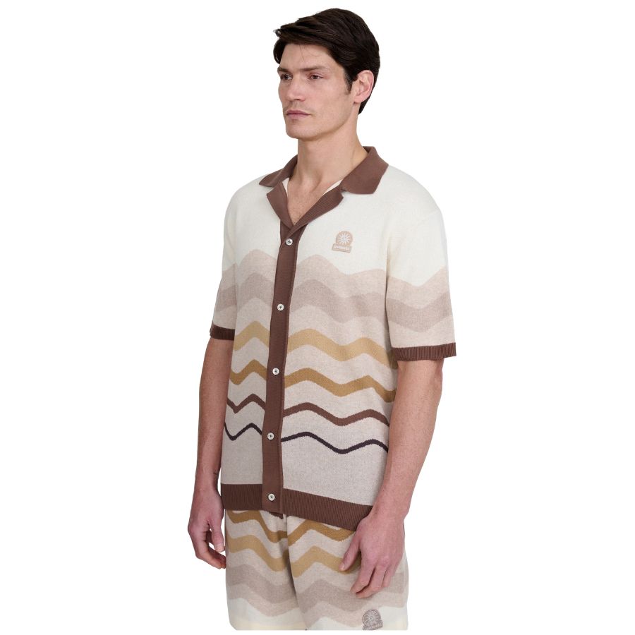 Gradient Strip Knitted Mens Shirt KNT75