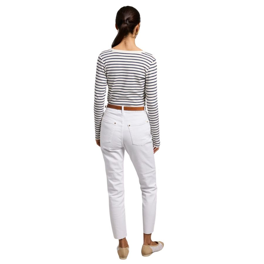 Striped Grandad Style Womens Top