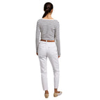 Striped Grandad Style Womens Top
