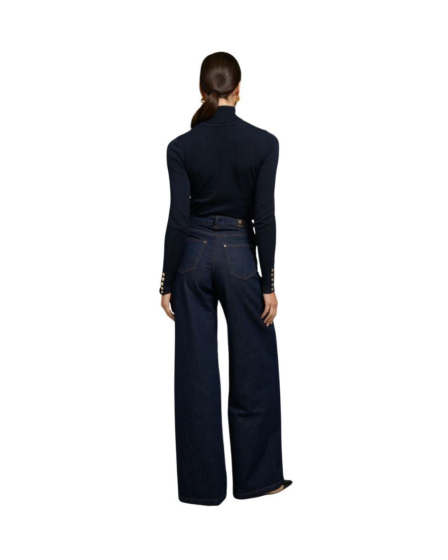 Buttoned Knit Roll Neck