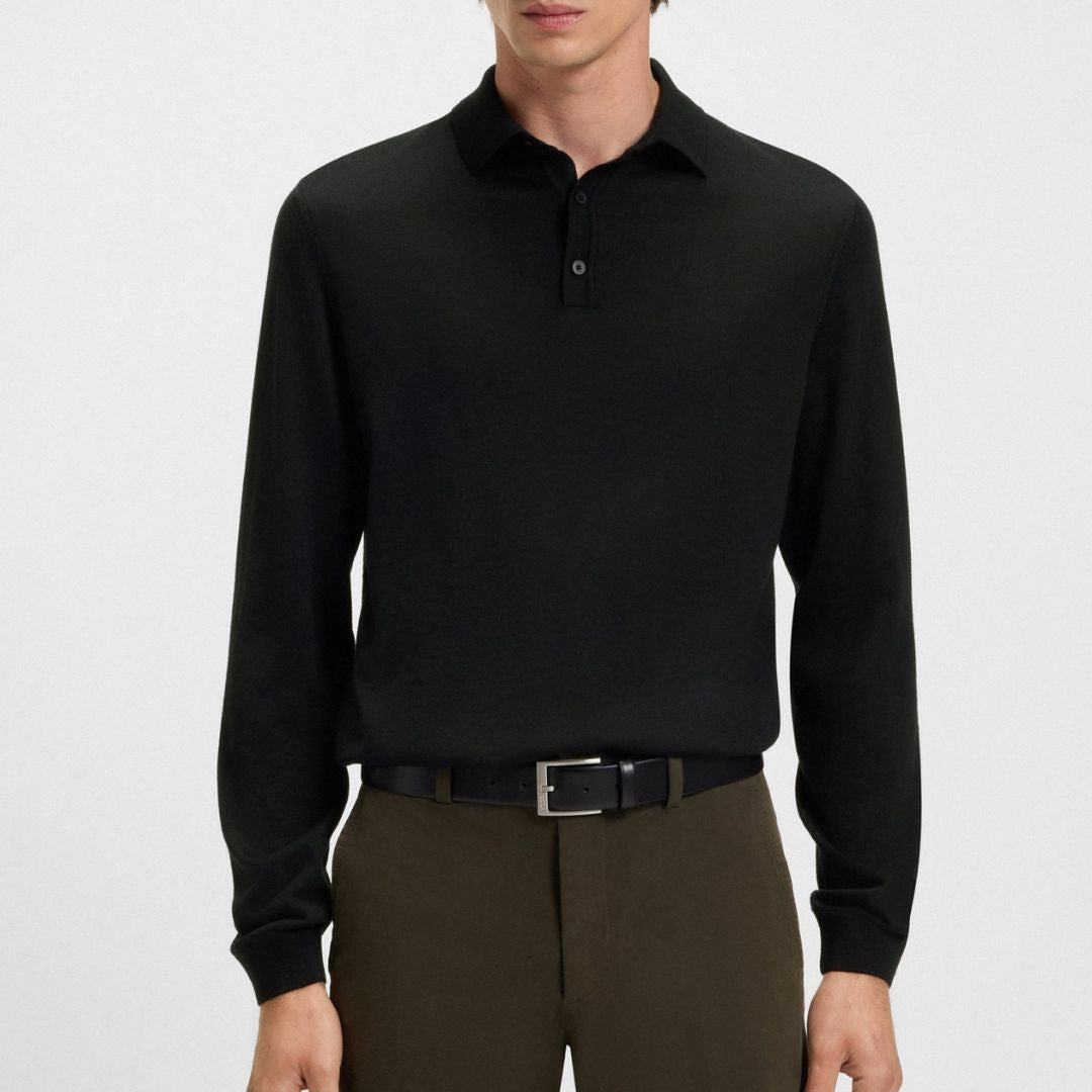 Lancione Long Sleeve Virgin Wool Polo Jumper 50476355 – Robinsons
