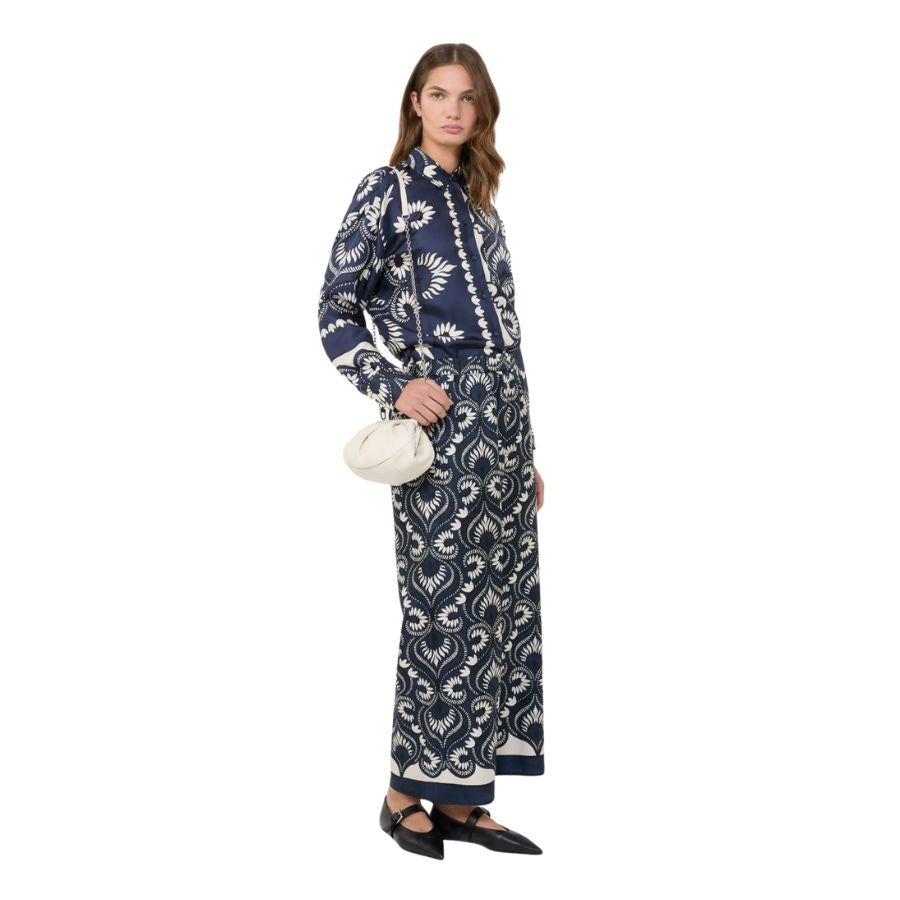 Lastra Printed Silk Patchwork Womens Shirt 2615191011600