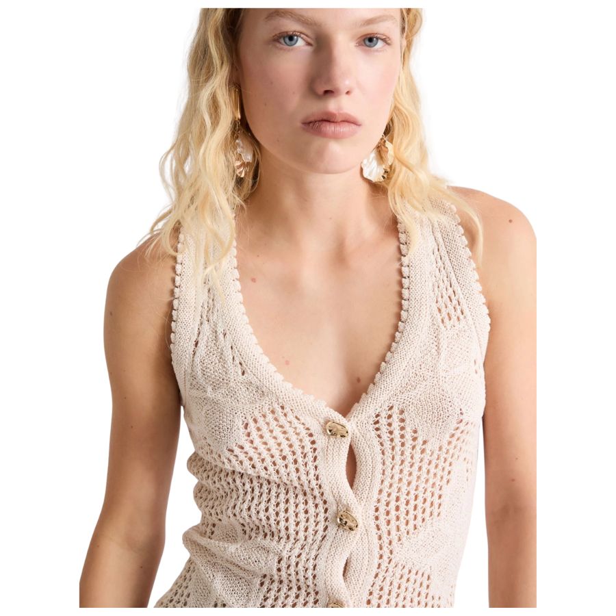 Astice Textured Knit Sleeveless Womens Cardigan  2613351012200