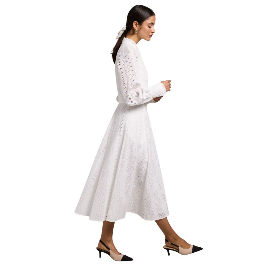 Aimee Womens Collarless Broderie Dress