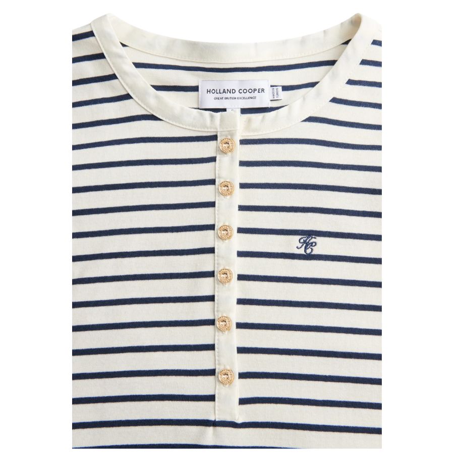 Striped Grandad Style Womens Top