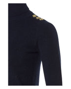 Buttoned Knit Roll Neck