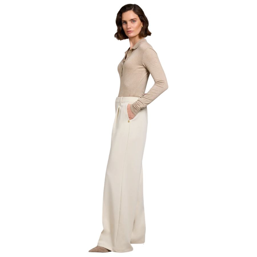 Pleated Womens Wide Leg Trouser