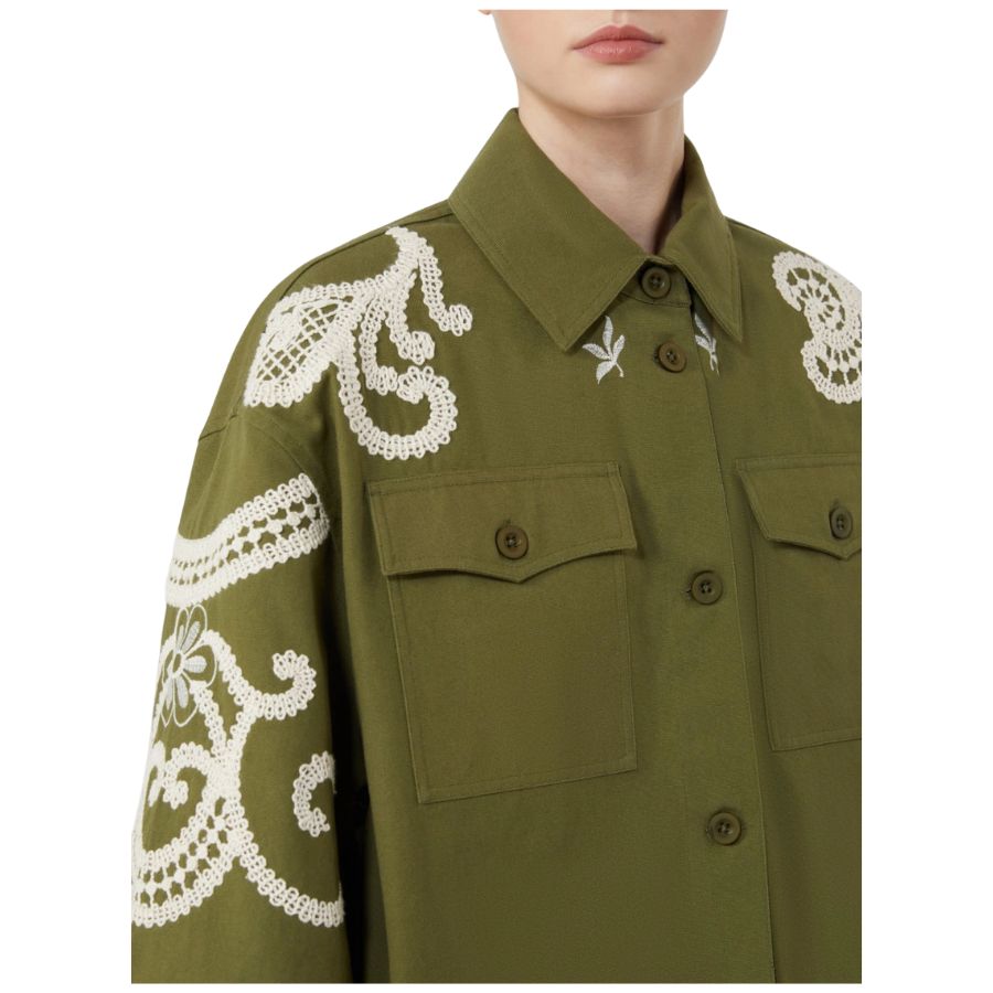 Como Embroided Cropped Womens Shirt Jacket 2615041012600