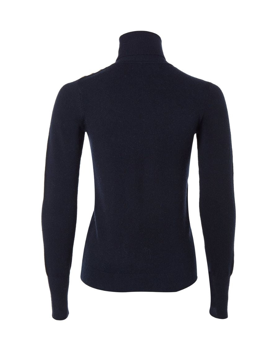 Buttoned Knit Roll Neck