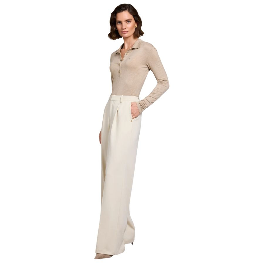 Pleated Womens Wide Leg Trouser