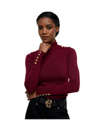 Buttoned Knit Roll Neck