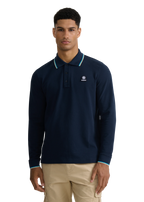 Long Sleeve Contrast Trim Mens Polo Shirt MBP95