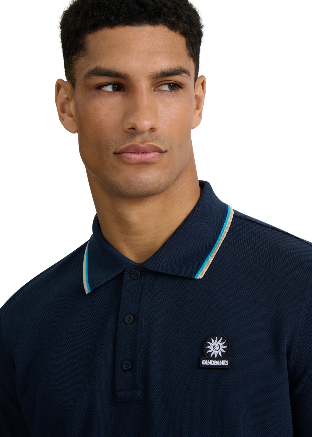 Long Sleeve Contrast Trim Mens Polo Shirt MBP95