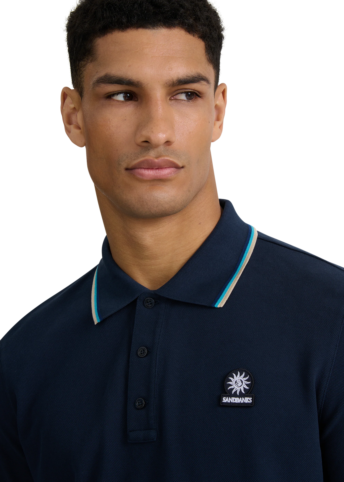 Long Sleeve Contrast Trim Mens Polo Shirt MBP95