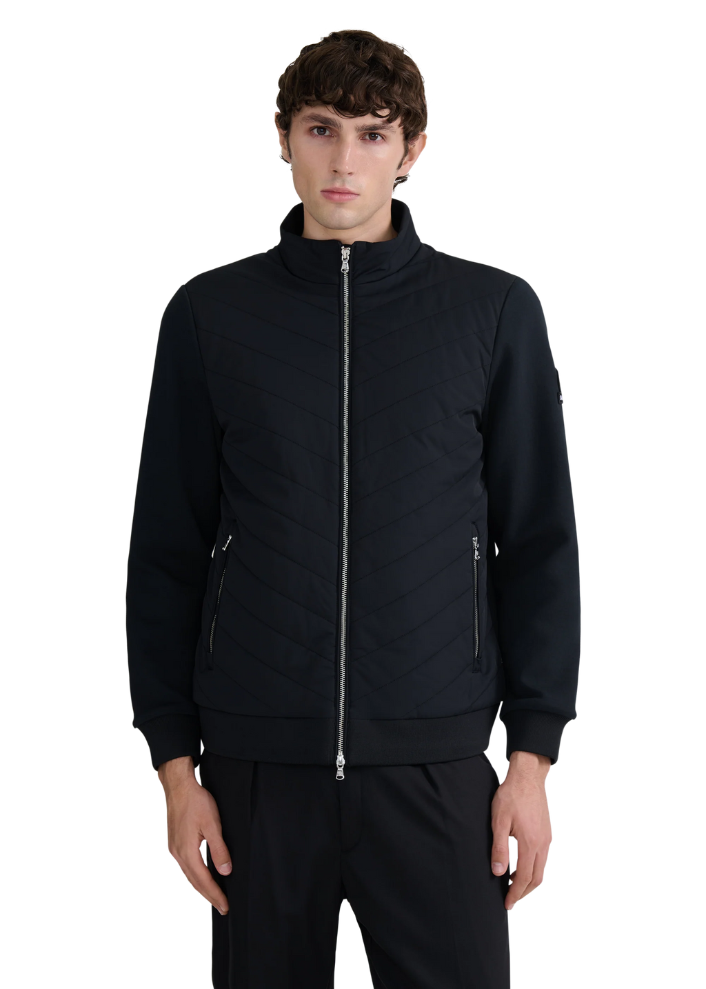 Chevron Quilted Interlock Zip Mens Jacket MJT36