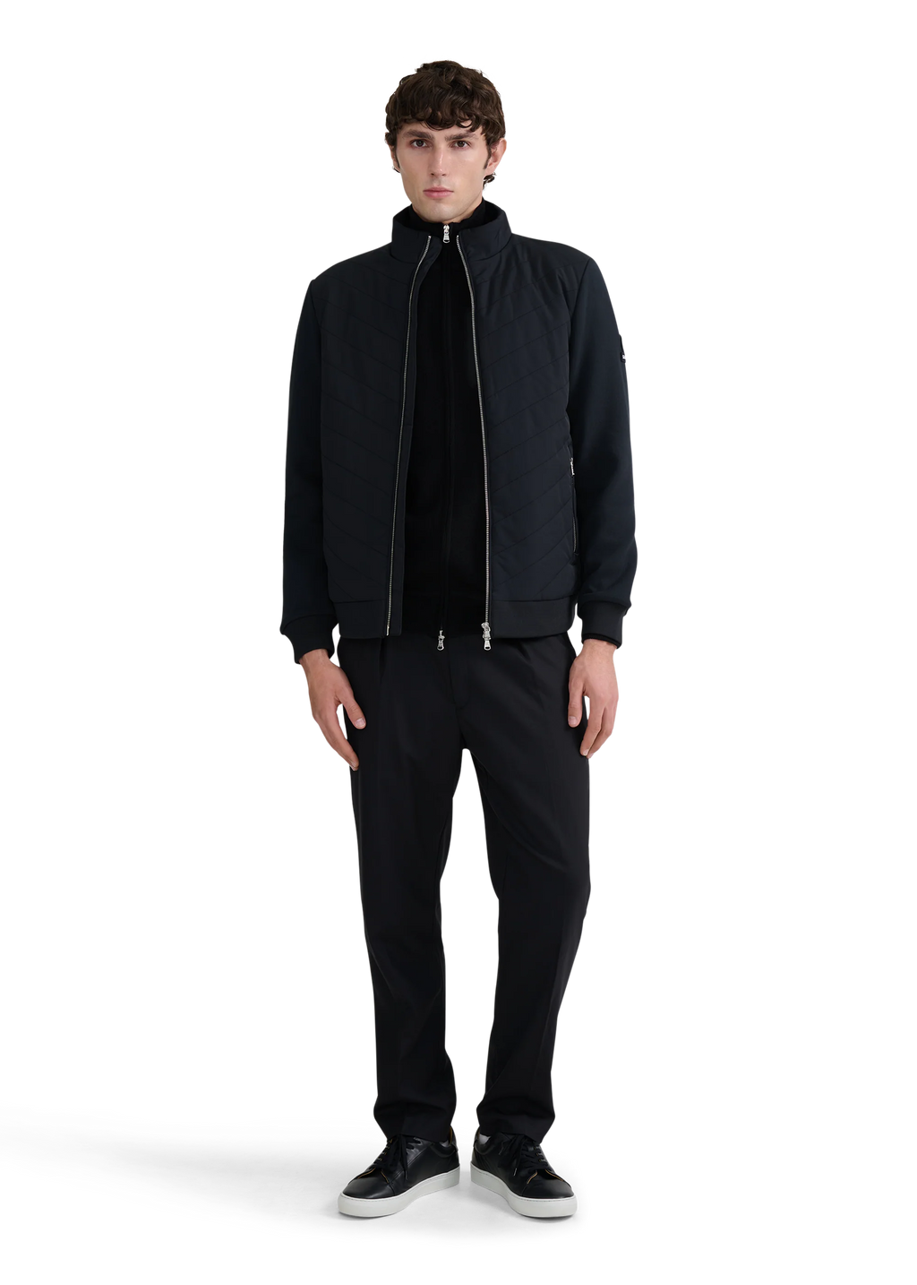Chevron Quilted Interlock Zip Mens Jacket MJT36
