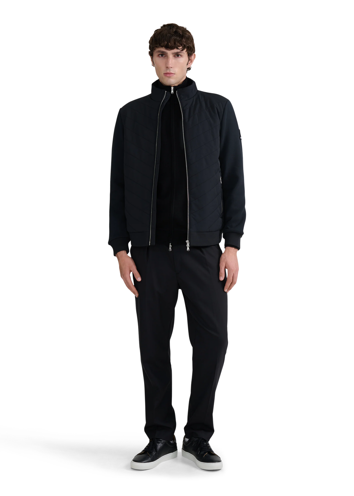 Chevron Quilted Interlock Zip Mens Jacket MJT36