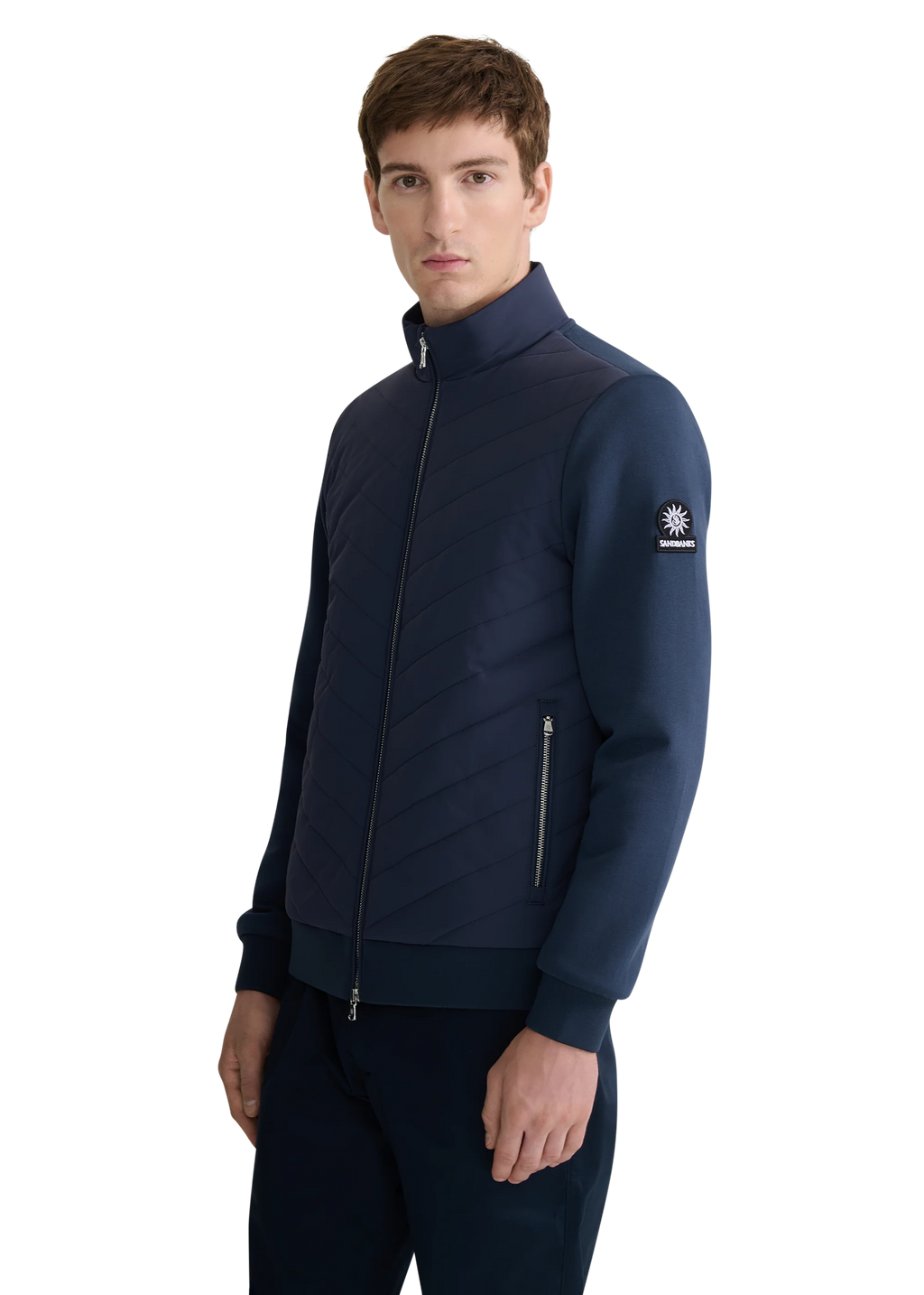 Chevron Quilted Interlock Zip Mens Jacket MJT36
