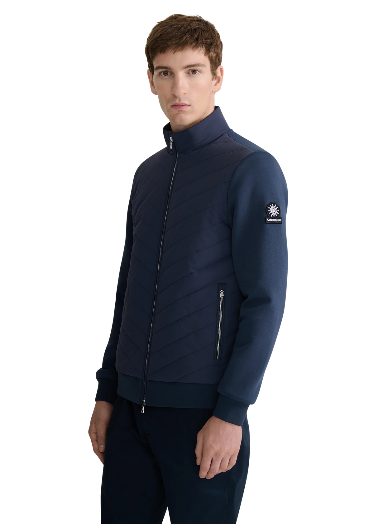 Chevron Quilted Interlock Zip Mens Jacket MJT36