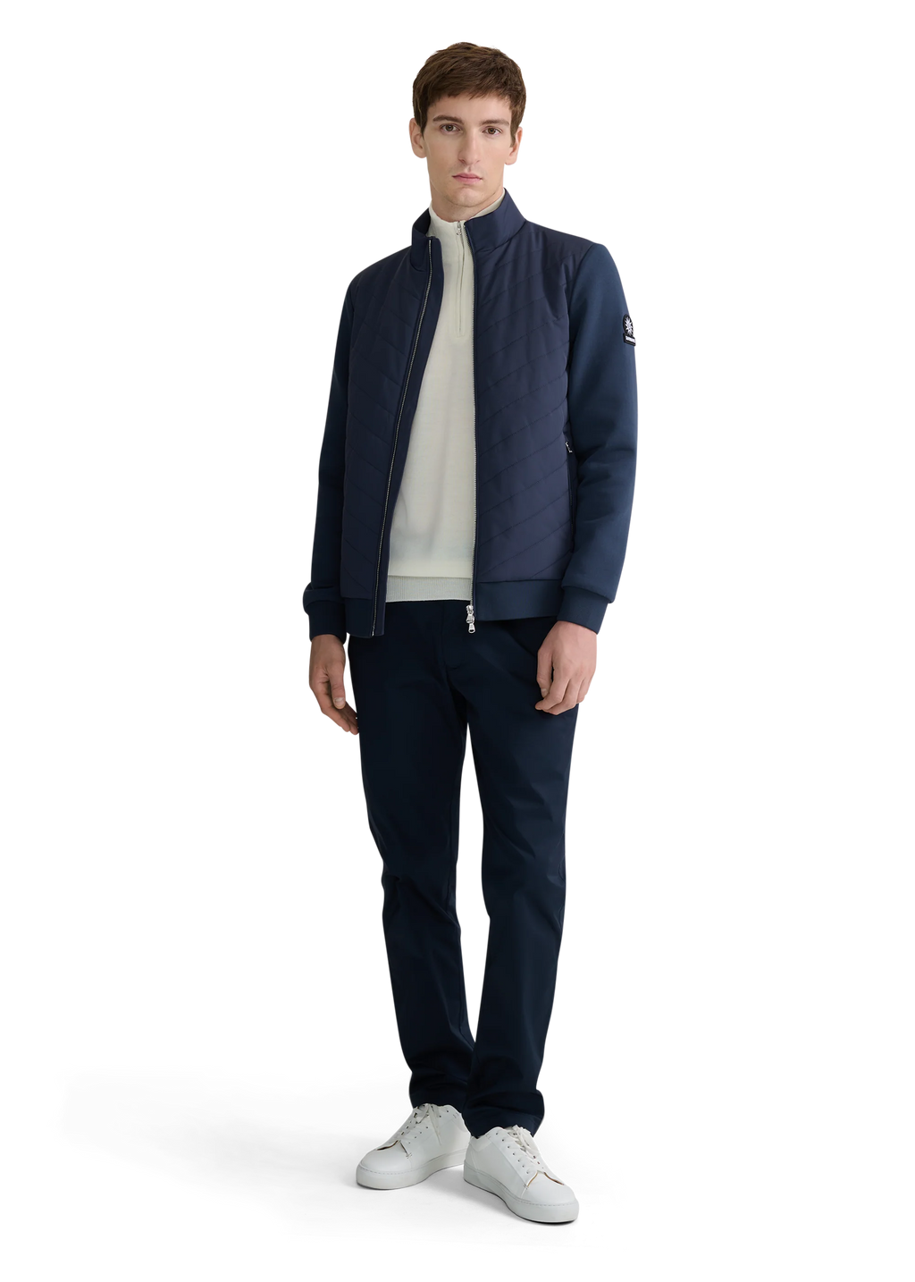 Chevron Quilted Interlock Zip Mens Jacket MJT36